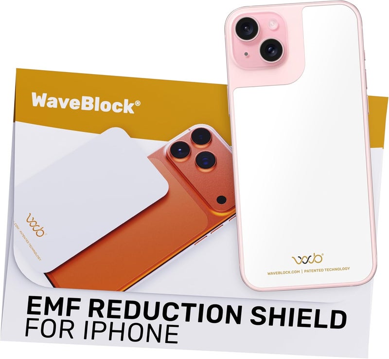 WAVEBLOCK EMF Blocker for Cell Phone - Made for iPhone 15 Plus - The Only Patented, Real Scientifically Backed, Lab-Tested 5G-Shield Sticker to Protect You & Your Loved Ones - USA Made White - Image 1